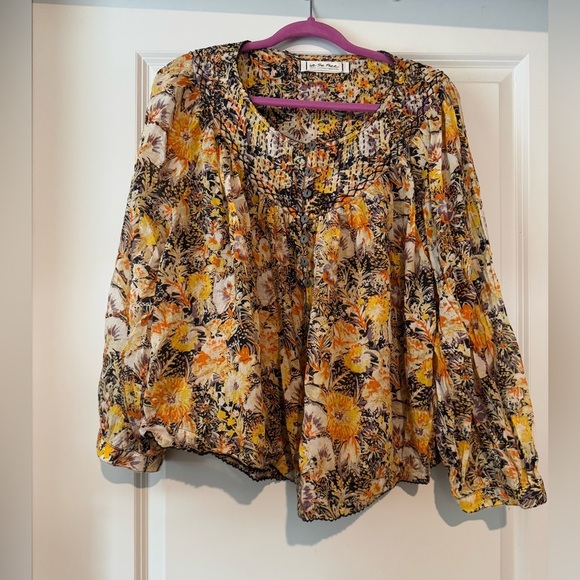 NEW We the Free People Cool Meadow Peasant Blouse Size Medium Yellow NWOT - Picture 3 of 6